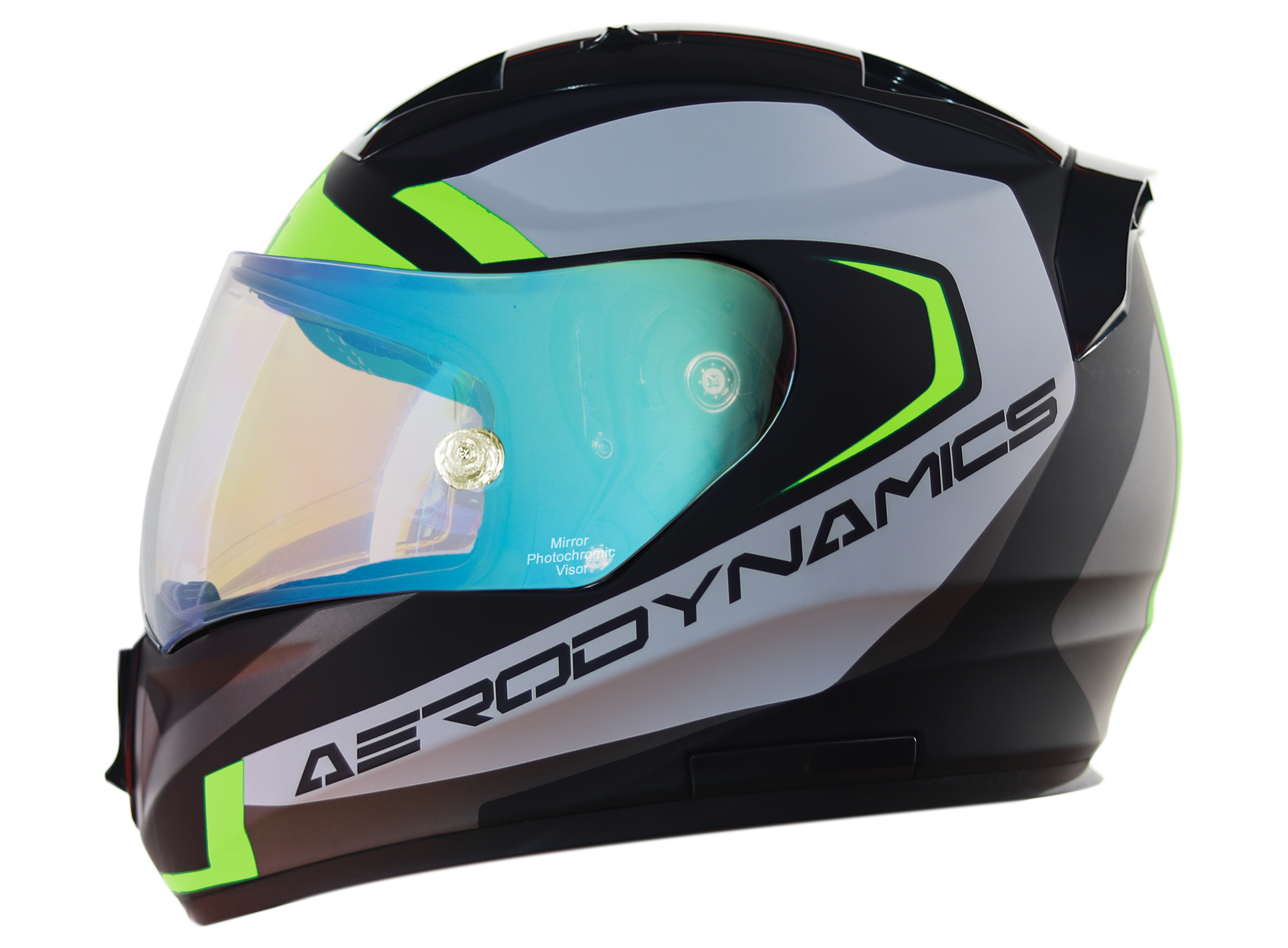 SA-1 Aerodynamics Mat Black/Neon With Anti-Fog Shield Blue Night Vision Photochromic Visor 